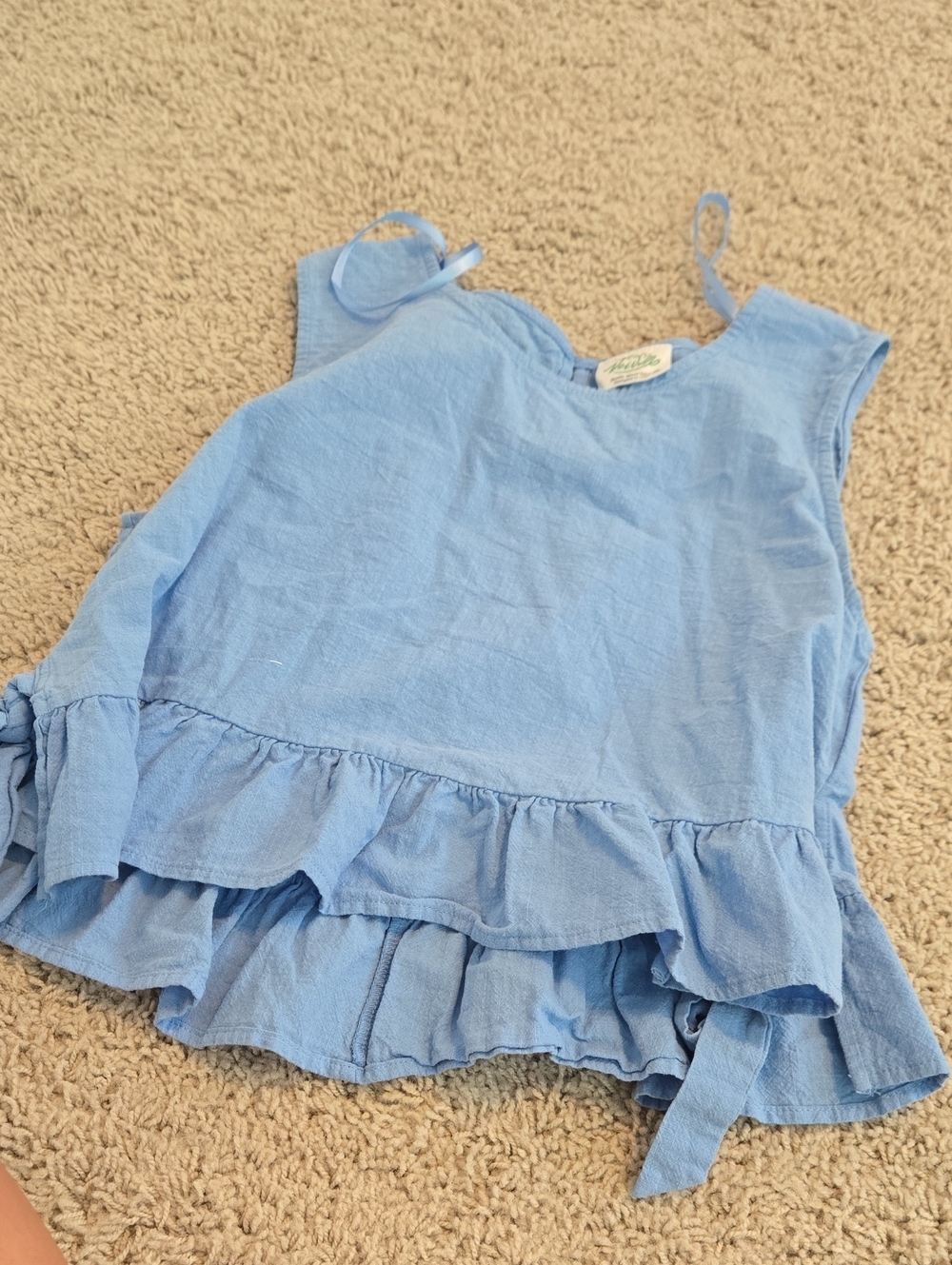 Cute Blue Linen Tie Top Size Medium